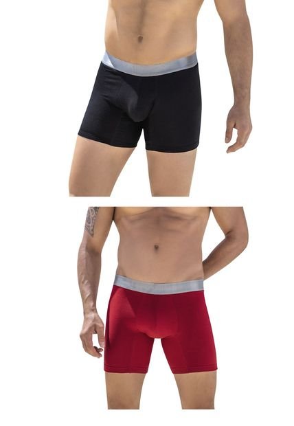 Bóxer Set  X2 Negro-Rojo FI 58299