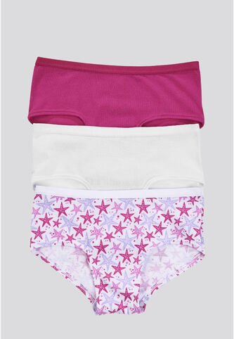 Cachetero Paq X3 Infantil Estampado/Blanco/Fucsia FI 79154 Formas Intimas