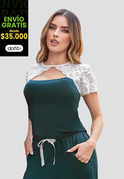 Camisa Pijama Mujer Verde Botella Fi 83267