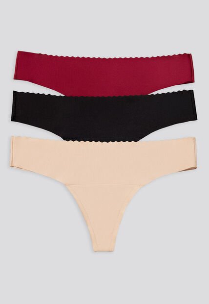 Brasilera Paq X3 Mujer Piel/Negro/Vino FI 16969