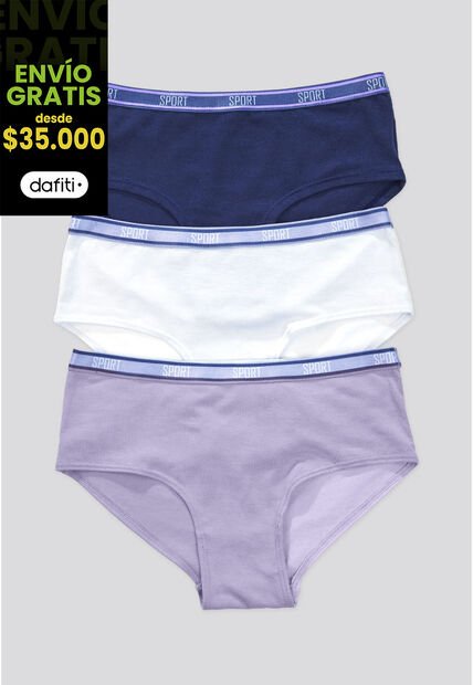 Cachetero Paq X3 Infantil Azul Oscuro/Blanco/Lila FI 87474