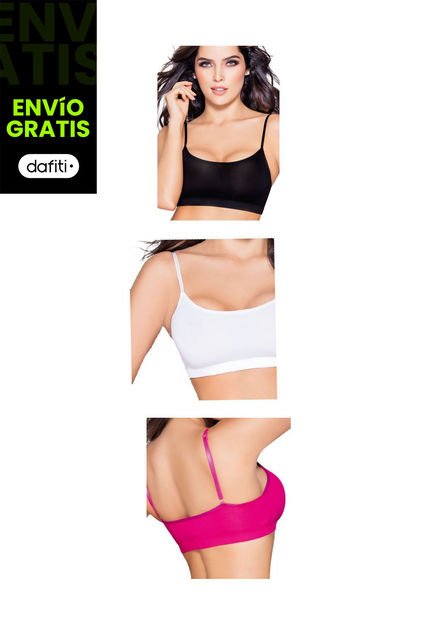 Top Paq X3 Adulto Para Mujer FI -Blanco/Negro/Fucsi