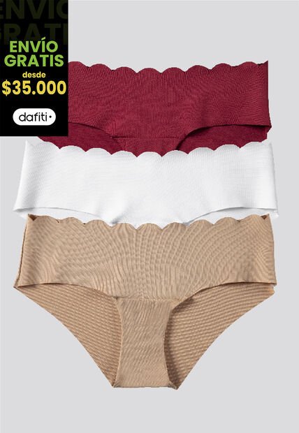 Cachetero Paq X3 Mujer Blanco/Caramelo/Vino FI 91000