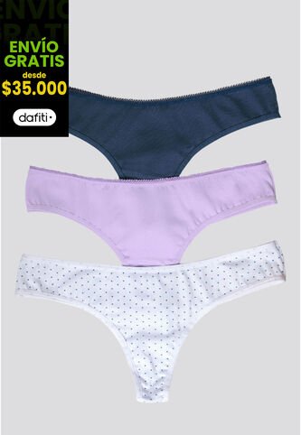 Brasilera Paq X3 Mujer Azul Navy/Lila/Estampado FI 96636 Formas Intimas