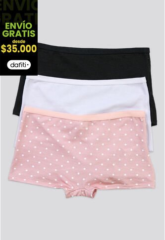 Bóxer Paq X3 Infantil Rosa Estampado/Negro/Blanco FI 34641 Formas Intimas