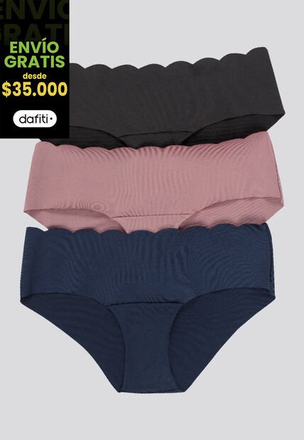 Cachetero Paq X3 Mujer Azul Navy/Rosa/Negro FI 91000