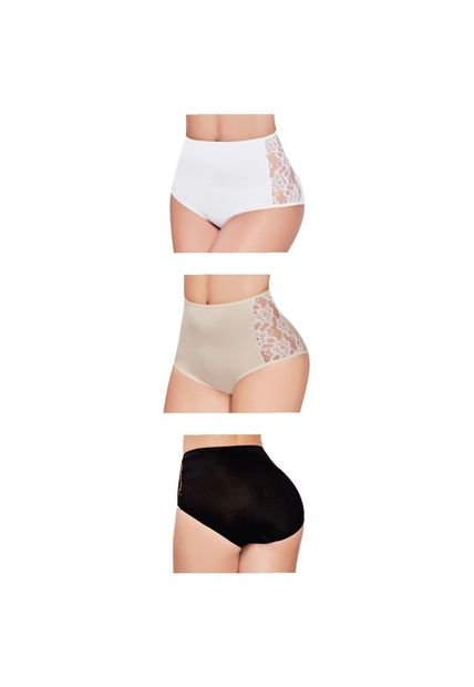 Panty Set X3 Blanco-Beige-Negro FI 47009