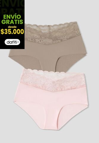 Cachetero Paq X2 Mujer Cafe-Rosa Fi 113600 Formas Intimas