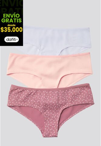 Cachetero Paq X3 Mujer Rosa/Blanco/Estampado FI 96589 Formas Intimas