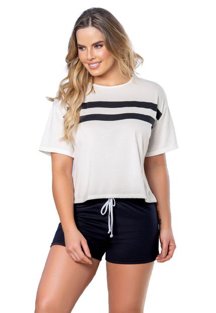 Camisa Pijama Mujer Blanco-Negro FI 89328