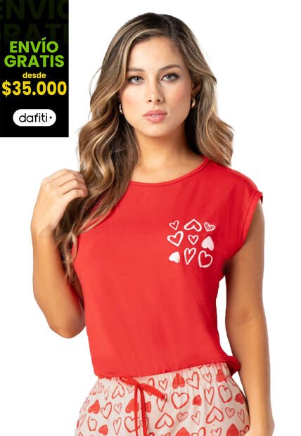Camiseta Mujer Rojo Fi 4984