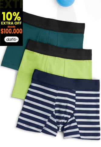 Boxer Paq X3 Infantil Masculino Multicolor FI 546 Formas Intimas