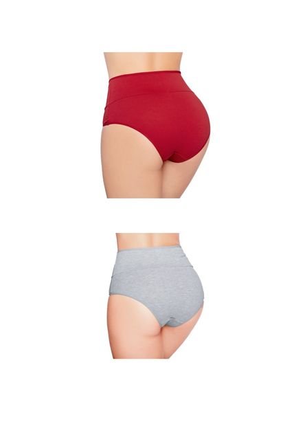 Cachetero Paq X2 Para Mujer Gris Jaspe/Rojo FI