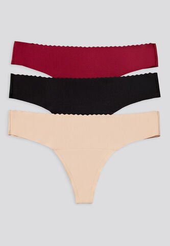 Brasilera Paq X3 Mujer Piel/Negro/Vino FI 16969 Formas Intimas