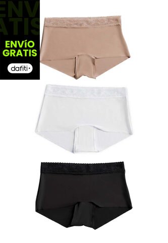 Cachetero Paq X3 Mujer Multicolor FI 100524 Formas Intimas