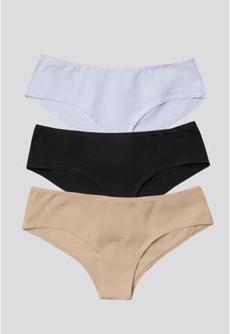 Cachetero Paq X3 Mujer Negro/Blanco/Piel FI 96589 Formas Intimas