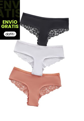 Cachetero Paq X3 Mujer Multicolor FI 32864 Formas Intimas