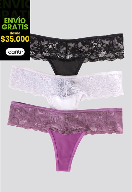 Brasilera Paq X3 Mujer Mora/Negro/Blanco FI 34542