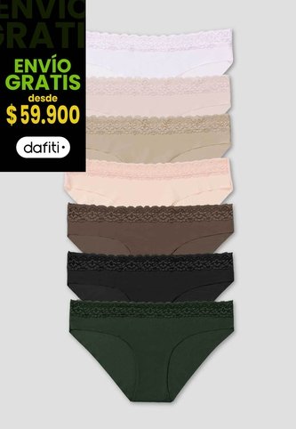 Cachetero Paq X7 Mujer Multicolor Fi 114763 Formas Intimas