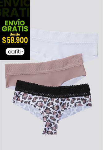 Cachetero Paq X3 Mujer Rosa Malva/Blanco/Estampado FI 96631 Formas Intimas