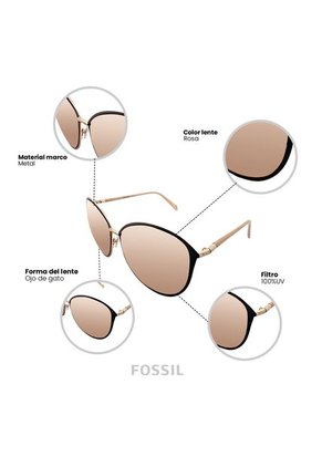 Gafas Fossil Modelo Fw174 Shiny Gold Mujer