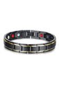 Pulsera Magnetica Acero Inoxidable 316L Doble Linea Dorada - Negro Mate de Frenezi