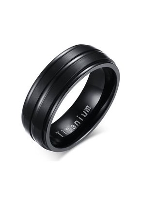 Anillo 100% Carburo Titanio 3 Lineas Hombre 8mm Negro