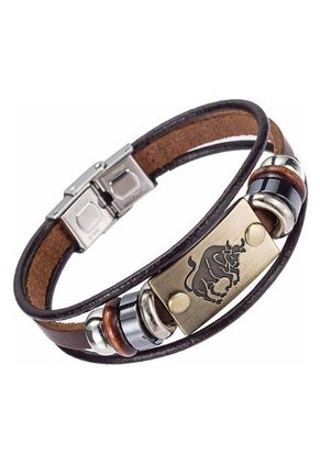 Manilla Pulsera Zodiaco Cierre Acero Cuero XY17018