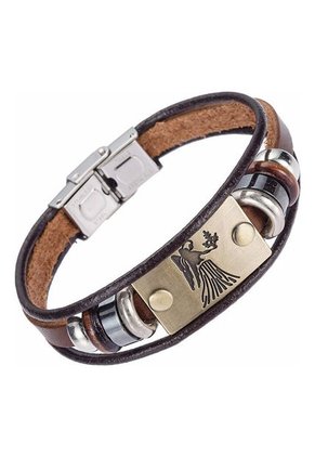 Manilla Pulsera Zodiaco Cierre Acero Cuero XY17018