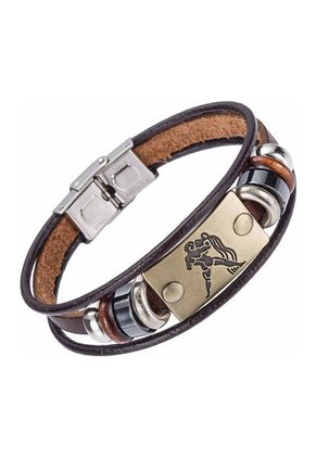Manilla Pulsera Zodiaco Cierre Acero Cuero XY17018