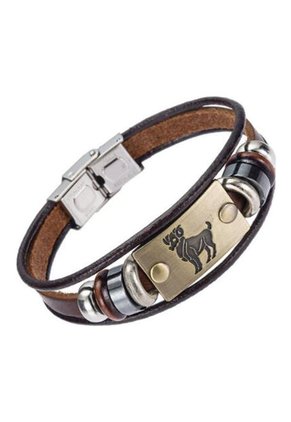 Manilla Pulsera Zodiaco Cierre Acero Cuero XY17018