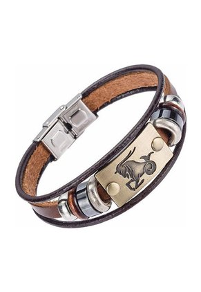 Manilla Pulsera Zodiaco Cierre Acero Cuero XY17018