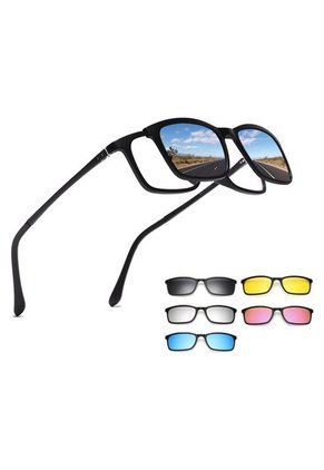 Gafas Sol Polarizadas 5 Lentes Intercambiables TR90 8803 Negro