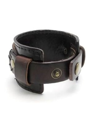 Brazalete Ancho En Cuero - Color Marron