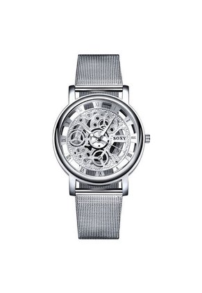 Reloj Cuarzo Mujer Maquinaria Correa Malla 0082 Color Plata