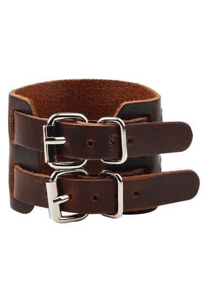 Brazalete Cuero Doble Correa - Color Marrón