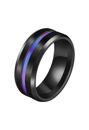 Anillo Acero Inoxidable H-R216 Negro Azul