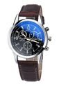 Reloj Cuarzo Casual Hombres Correa Cuero PU Marron Negro de Frenezi
