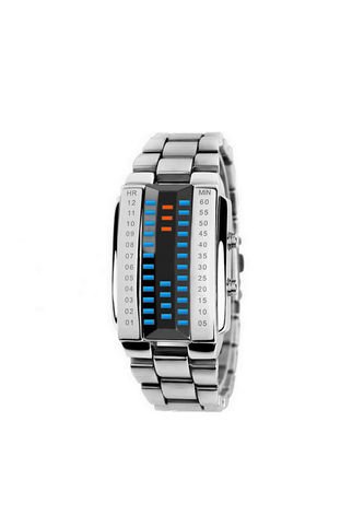Reloj Binario Electronico Acero Inox SKMEI Plateado Frenezi