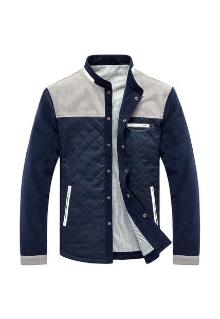 Chaqueta Casual Universitaria Hombres MJ100 Azul Gris