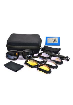 Gafas Sol Polarizadas Motociclismo UV400 4 Lentes Negro