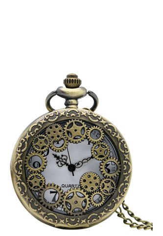 Reloj Bolsillo Bronce Antiguo Engrane Cadena Analogico P382 Frenezi