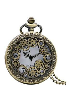 Reloj Bolsillo Bronce Antiguo Engrane Cadena Analogico P382