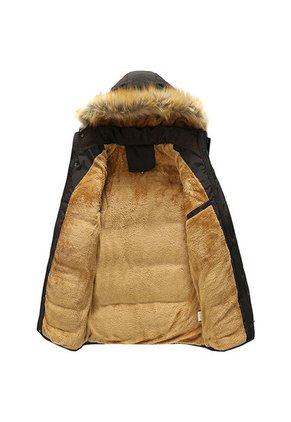 Chaqueta Hombre Calida Gruesa Capucha Rompevientos 390 Negro