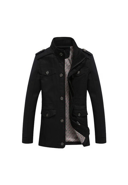 Chaqueta Hombre Casual Larga Slim Fit Algodon 86923 Negro