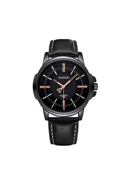Reloj Hombre Cuarzo Casual Pulso Cuero PU 353 Negro