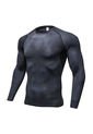Camiseta Manga Larga Hombre Gimnasio Fitness 4029 Negro de Frenezi