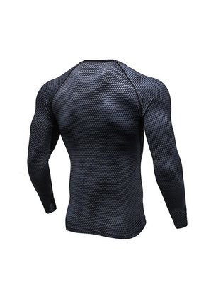 Camiseta Manga Larga Hombre Gimnasio Fitness 4029 Negro
