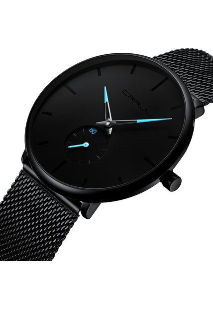 Reloj Hombre Lujo Delgado Malla Acero CRRJU 2150 Negro Azul