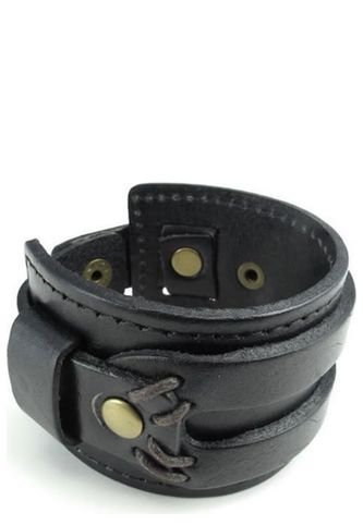 Brazalete Ancho Cuero - Color Negro Frenezi